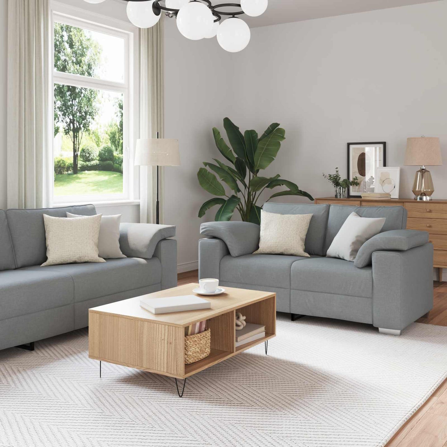vidaXL Sofa 2 pcs Hellgrau 219 x 80 x 82 cm Stoff