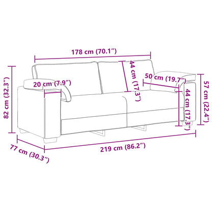 vidaXL Sofa 2 pcs Hellgrau 219 x 80 x 82 cm Stoff