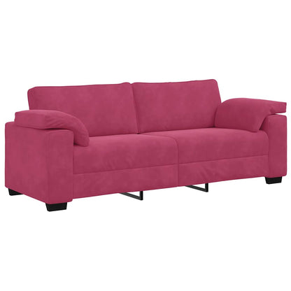 2-teiliges Sofa-Set mit Kissen, weinroter Samt