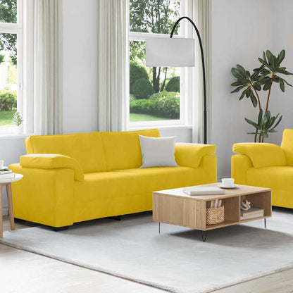 2-teiliges Sofa-Set mit Kissen, gelber Samt