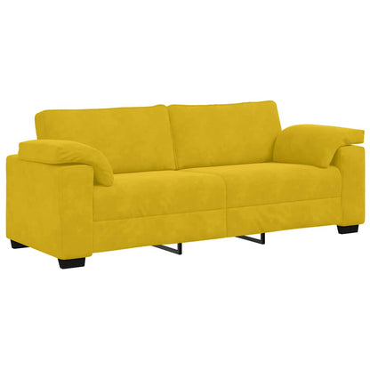 2-teiliges Sofa-Set mit Kissen, gelber Samt