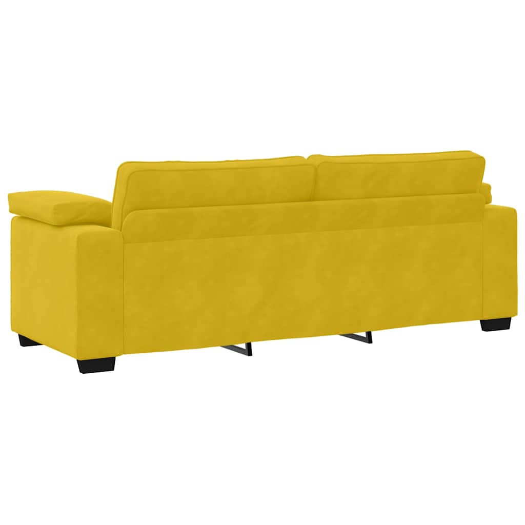 2-teiliges Sofa-Set mit Kissen, gelber Samt