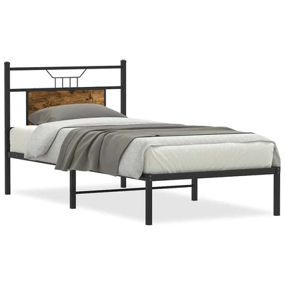 vidaXL Bettgestell ohne Matratze Räuchereiche 90x200 cm Holzwerkstoff