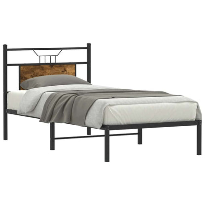 vidaXL Bettgestell ohne Matratze Räuchereiche 90x200 cm Holzwerkstoff