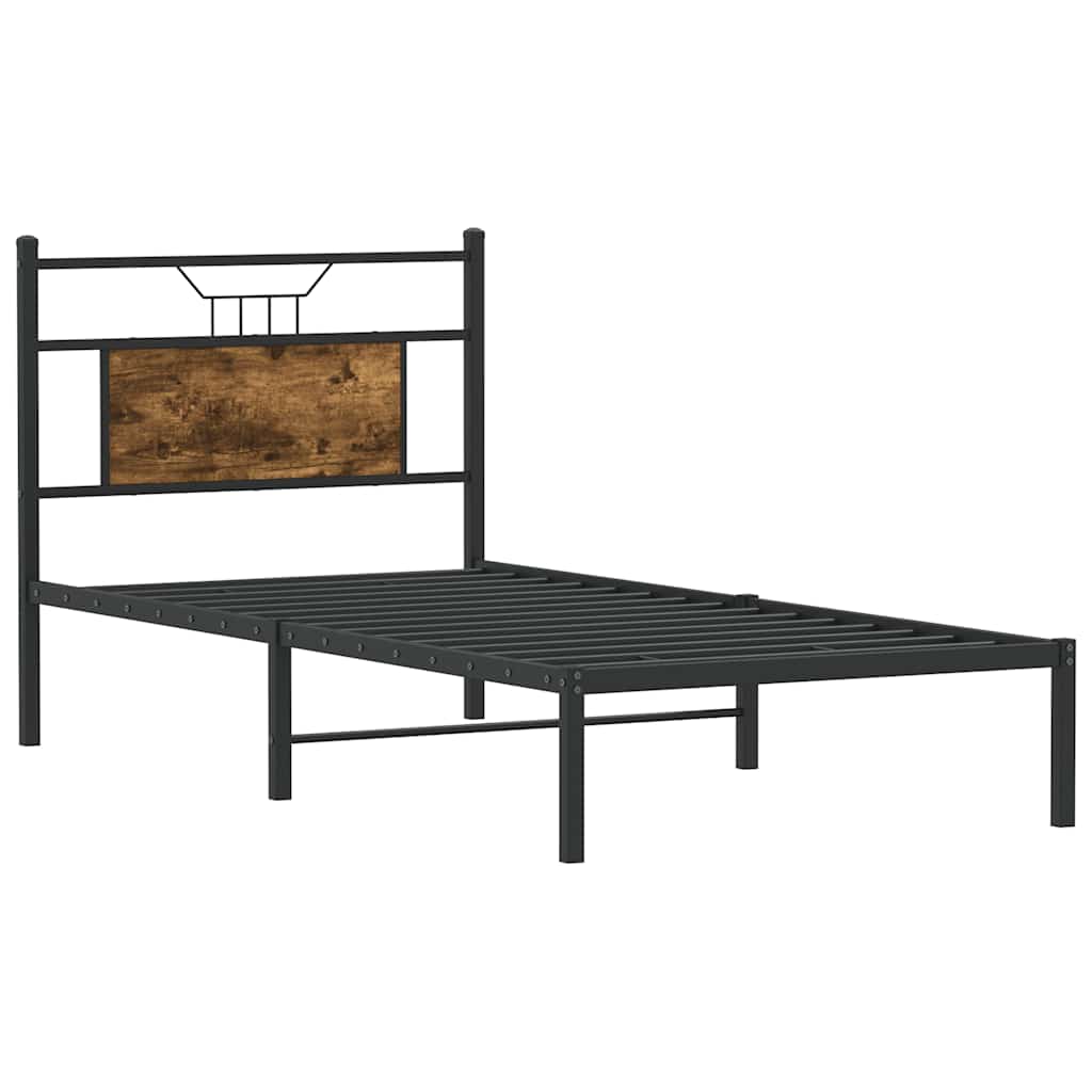 vidaXL Bettgestell ohne Matratze Räuchereiche 90x200 cm Holzwerkstoff