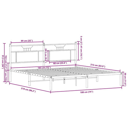 Bettgestell ohne Matratze Räuchereiche 183x213 cm Holzwerkstoff