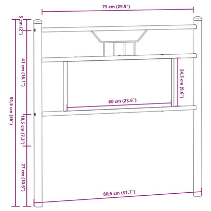 vidaXL Ersatz-Kopfteil Räuchereiche 75 cm Holzwerkstoff und Stahl
