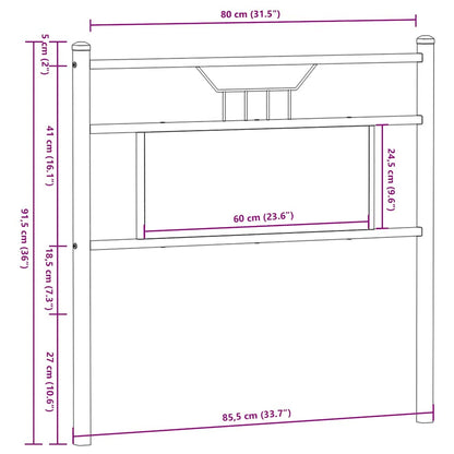 vidaXL Ersatz-Kopfteil Räuchereiche 80 cm Holzwerkstoff und Stahl
