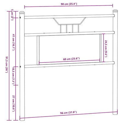 vidaXL Ersatz-Kopfteil Räuchereiche 90 cm Holzwerkstoff und Stahl