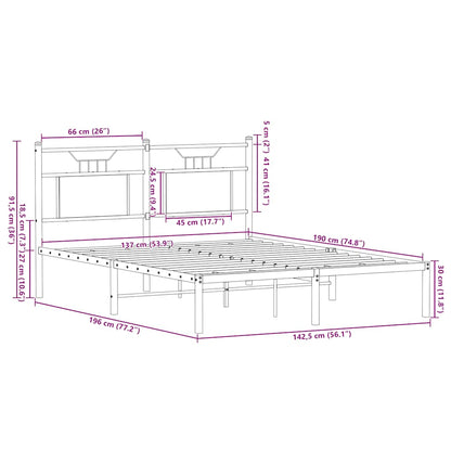 Bettgestell ohne Matratze Sonoma-Eiche 137x190 cm Holzwerkstoff