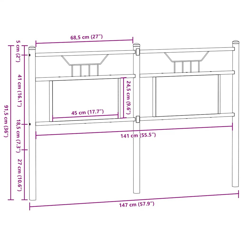 vidaXL Kopfteil Sonoma-Eiche 140 cm Holzwerkstoff und Stahl