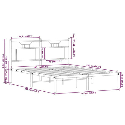 Bettgestell ohne Matratze Braun Eiche 140x200 cm Holzwerkstoff