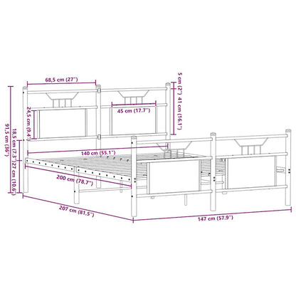 Bettgestell ohne Matratze Braun Eiche 140x200 cm Holzwerkstoff