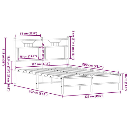 Bettgestell ohne Matratze Räuchereiche 120x200 cm Holzwerkstoff