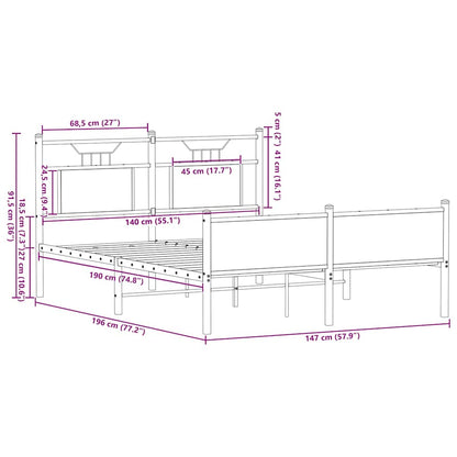 Bettgestell ohne Matratze Räuchereiche 140x190 cm Holzwerkstoff