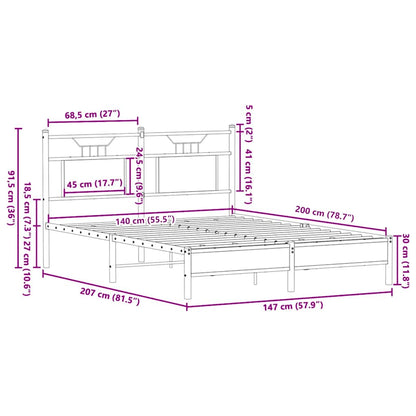 Bettgestell ohne Matratze Sonoma-Eiche 140x200 cm Holzwerkstoff