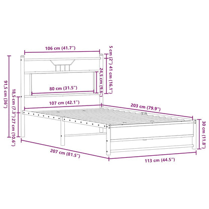 Bettgestell ohne Matratze Sonoma-Eiche 107x203 cm Holzwerkstoff