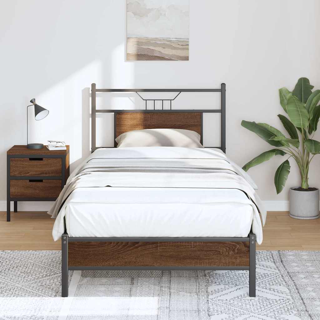 vidaXL Bettgestell ohne Matratze Braun Eiche 90x190 cm Holzwerkstoff