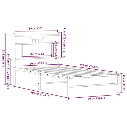 vidaXL Bettgestell ohne Matratze Braun Eiche 90x190 cm Holzwerkstoff