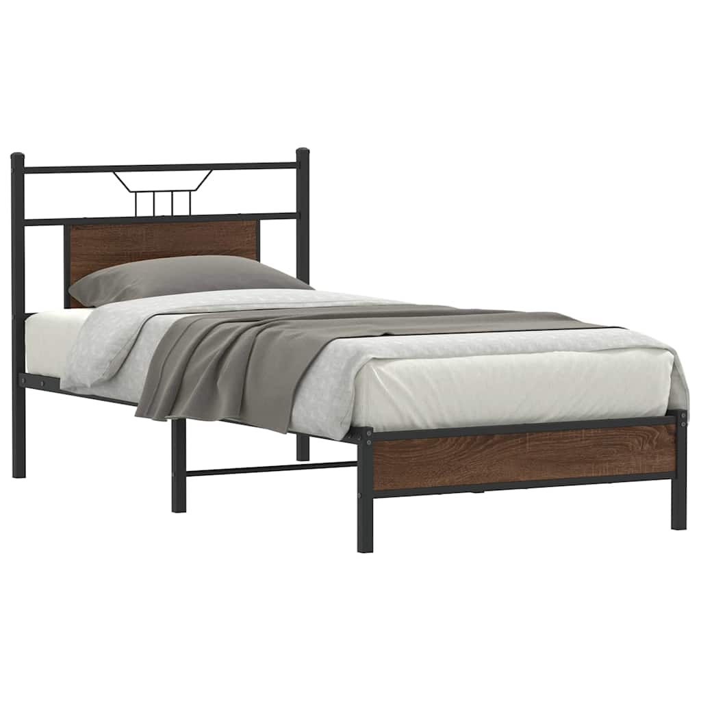 vidaXL Bettgestell ohne Matratze Braun Eiche 90x190 cm Holzwerkstoff