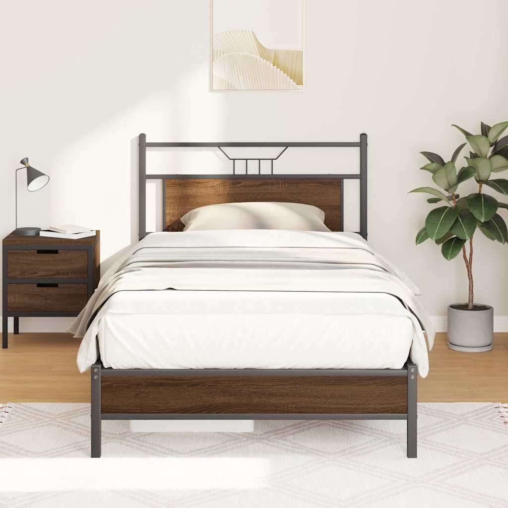 vidaXL Bettgestell ohne Matratze Braun Eiche 100x200 cm Holzwerkstoff
