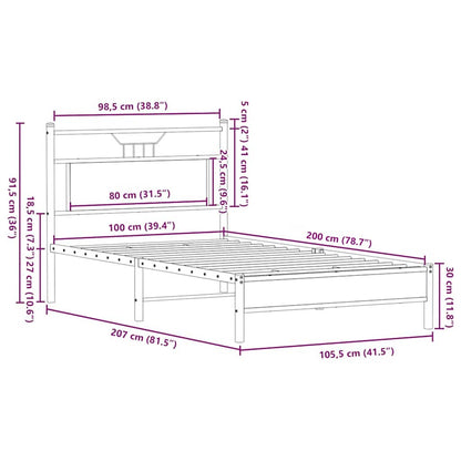 vidaXL Bettgestell ohne Matratze Braun Eiche 100x200 cm Holzwerkstoff