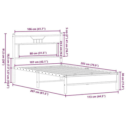 vidaXL Bettgestell ohne Matratze Braun Eichen-Optik 107x203 cm