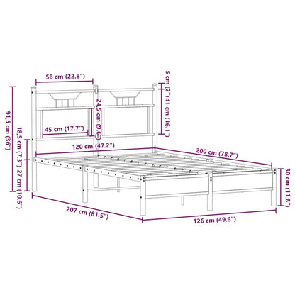 vidaXL Bettgestell ohne Matratze Braun Eiche 120x200 cm Holzwerkstoff