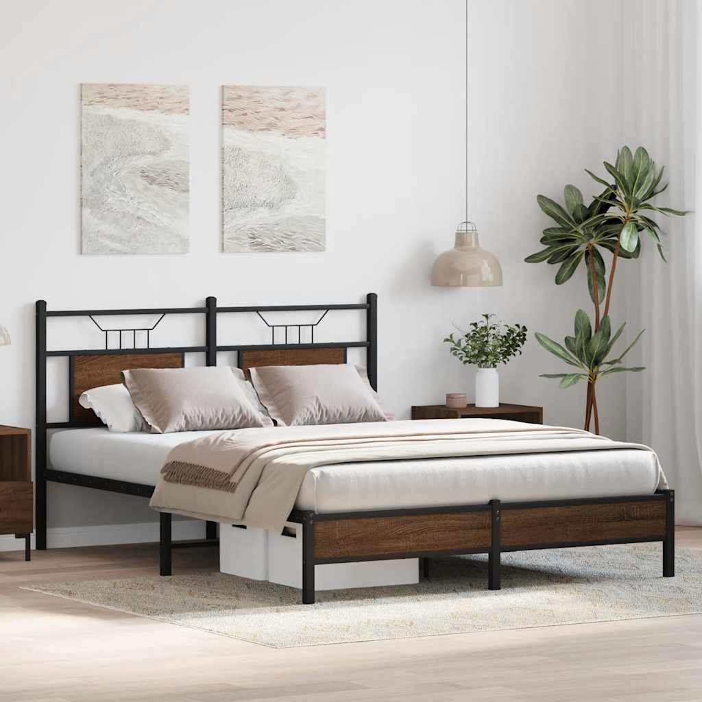 vidaXL Cadre de lit sans matelas chêne marron 150x200 cm Bois d'ingénierie