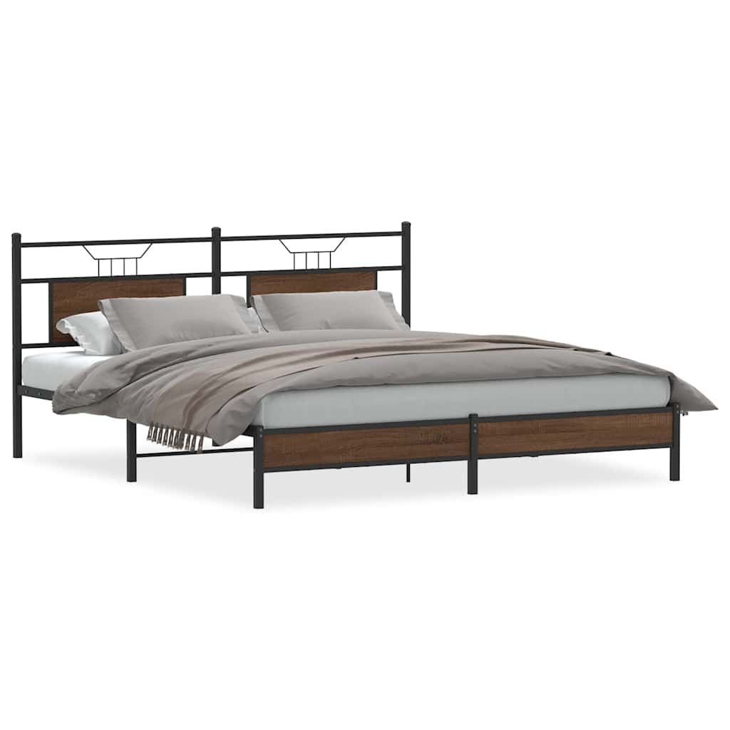 vidaXL Bettgestell ohne Matratze Braun Eichen-Optik 183x203 cm