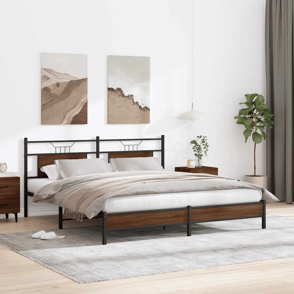 vidaXL Bettgestell ohne Matratze Braun Eichen-Optik 183x203 cm