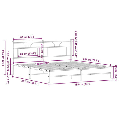 vidaXL Bettgestell ohne Matratze Braun Eichen-Optik 183x203 cm