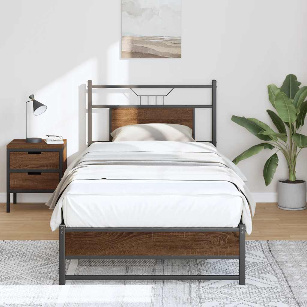 vidaXL Bettgestell ohne Matratze Braun Eiche 75x190 cm Holzwerkstoff