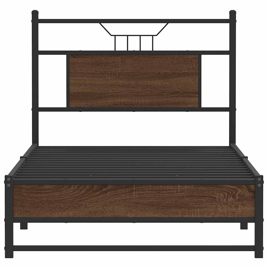 vidaXL Bettgestell ohne Matratze Braun Eiche 75x190 cm Holzwerkstoff