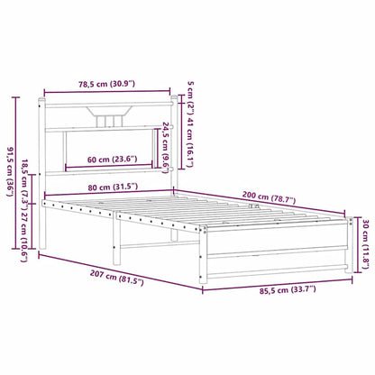 vidaXL Bettgestell ohne Matratze Braun Eiche 80x200 cm Holzwerkstoff