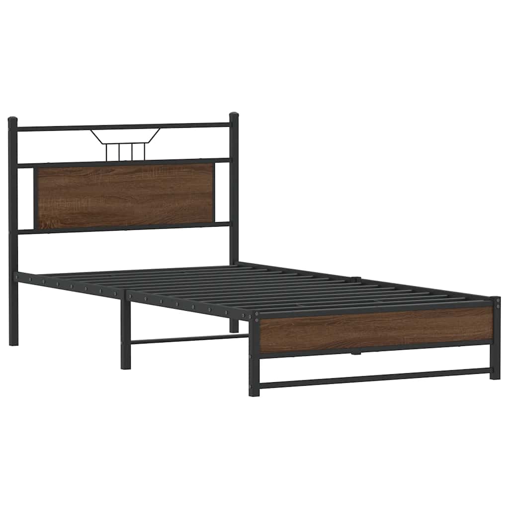 vidaXL Bettgestell ohne Matratze Braun Eiche 100x200 cm Holzwerkstoff