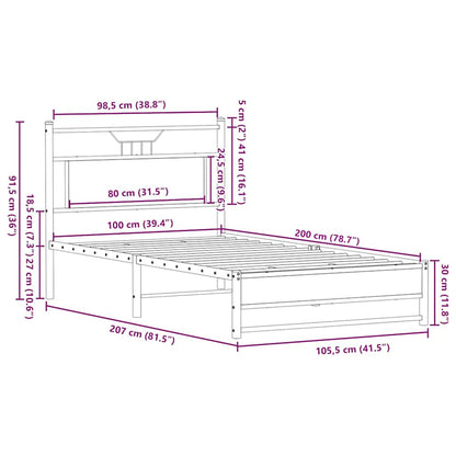 vidaXL Bettgestell ohne Matratze Braun Eiche 100x200 cm Holzwerkstoff