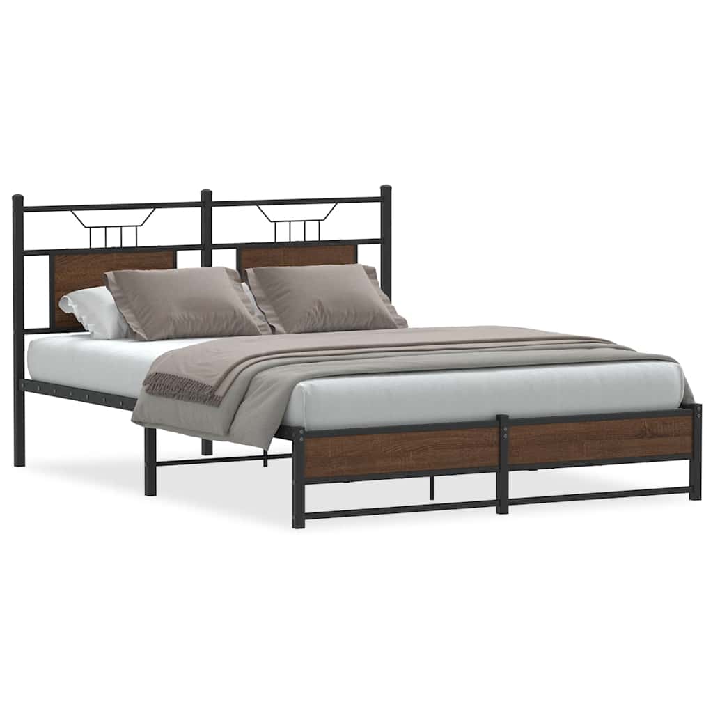 vidaXL Cadre de lit sans matelas chêne marron 140x190 cm Aggloméré