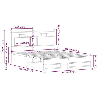 vidaXL Cadre de lit sans matelas chêne marron 140x190 cm Aggloméré