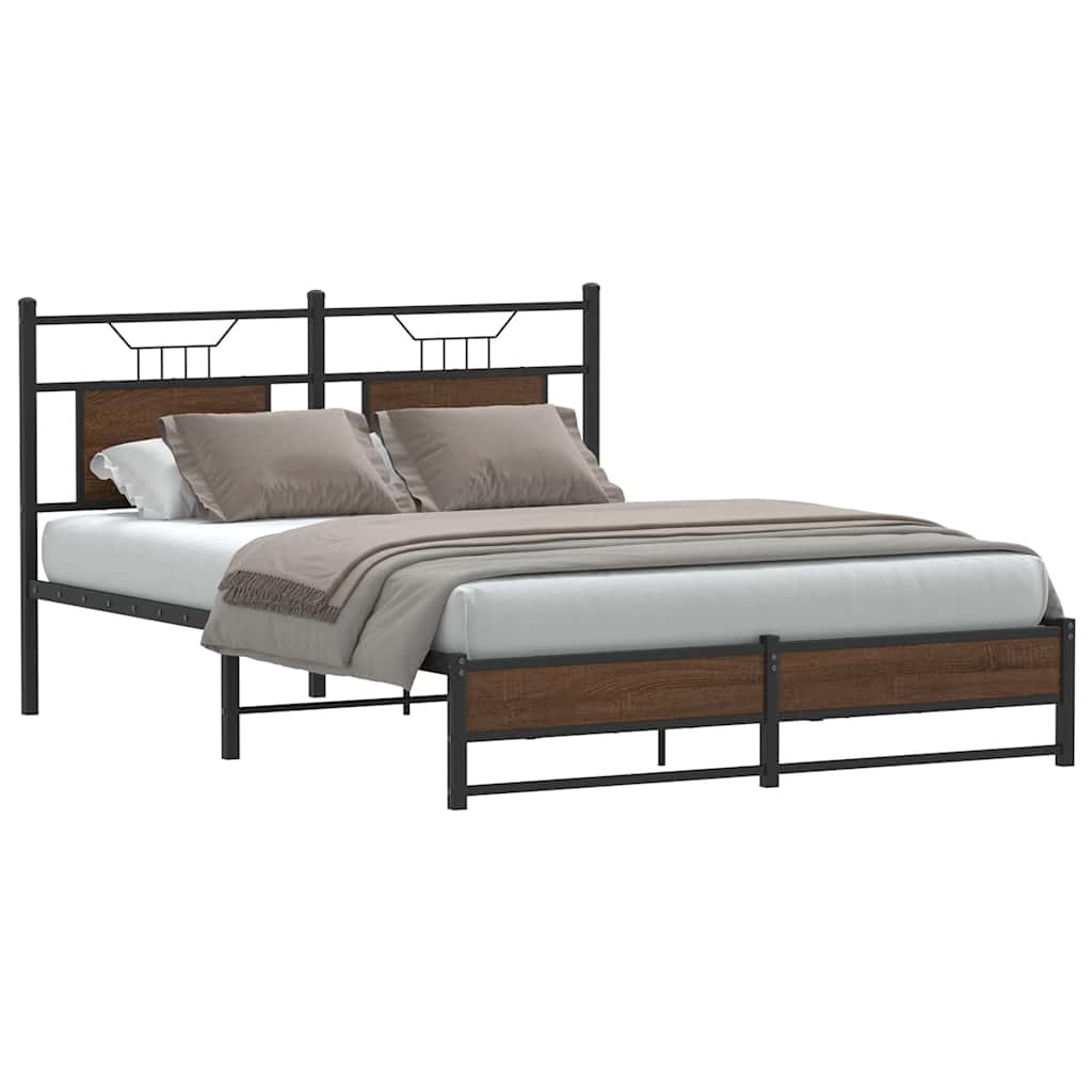 vidaXL Cadre de lit sans matelas chêne marron 140x190 cm Aggloméré