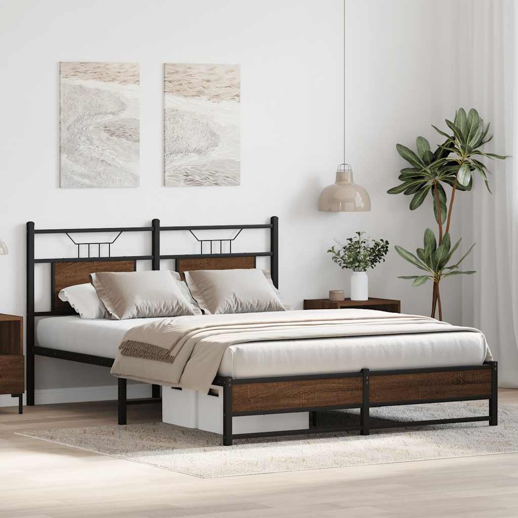 vidaXL Cadre de lit sans matelas chêne marron 150x200 cm Bois d'ingénierie