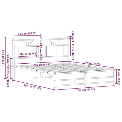 vidaXL Cadre de lit sans matelas chêne marron 150x200 cm Bois d'ingénierie