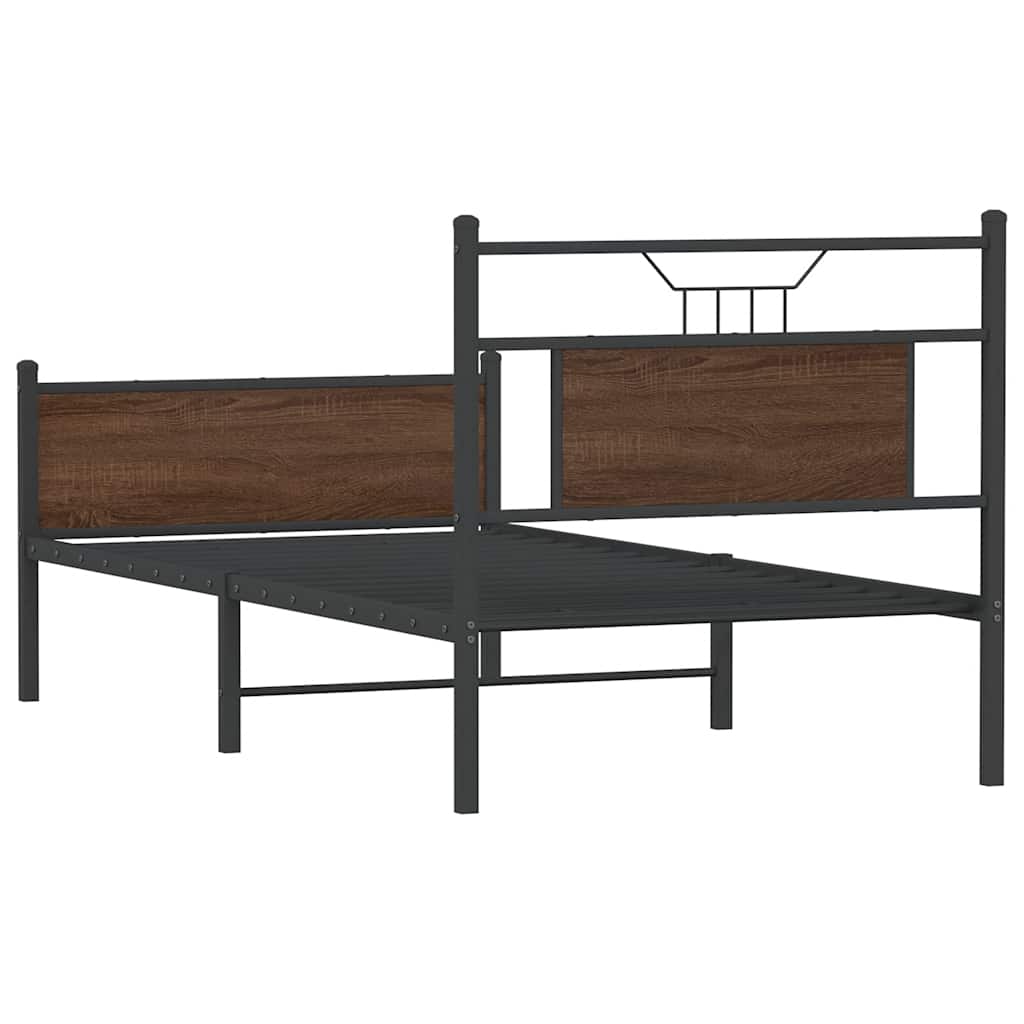 vidaXL Bettgestell ohne Matratze Braun Eiche 75x190 cm Holzwerkstoff