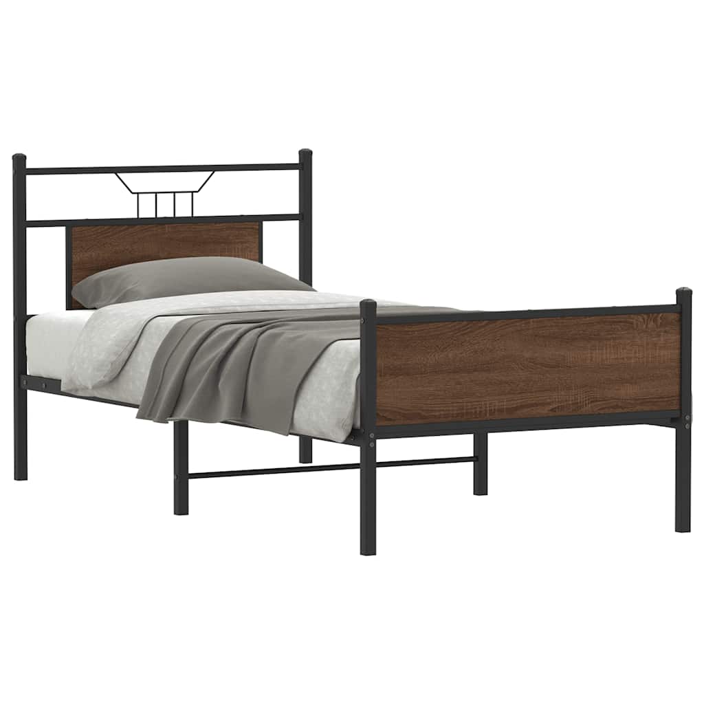 vidaXL Bettgestell ohne Matratze Braun Eiche 75x190 cm Holzwerkstoff