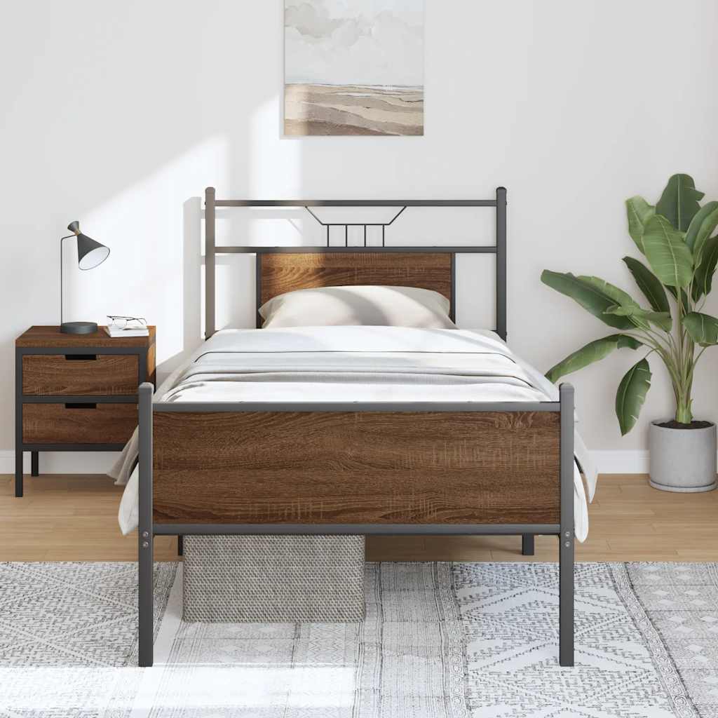 vidaXL Bettgestell ohne Matratze Braun Eiche 80x200 cm Holzwerkstoff