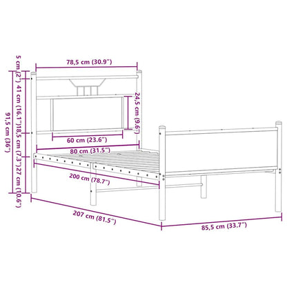 vidaXL Bettgestell ohne Matratze Braun Eiche 80x200 cm Holzwerkstoff