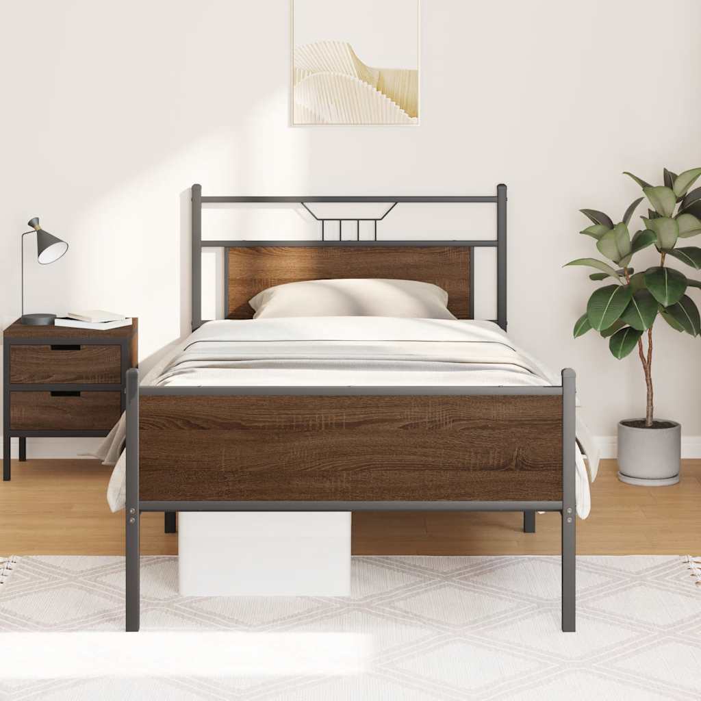 vidaXL Bettgestell ohne Matratze Braun Eichen-Optik 107x203 cm