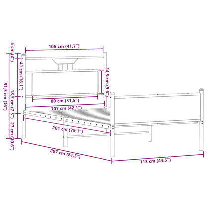 vidaXL Bettgestell ohne Matratze Braun Eichen-Optik 107x203 cm