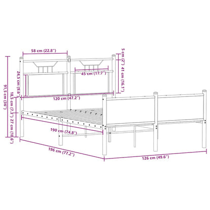 vidaXL Cadre de lit sans matelas Chêne marron 120x190 cm Bois d'ingénierie