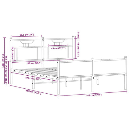 vidaXL Bettgestell ohne Matratze Braun Eiche 140x190 cm Holzwerkstoff